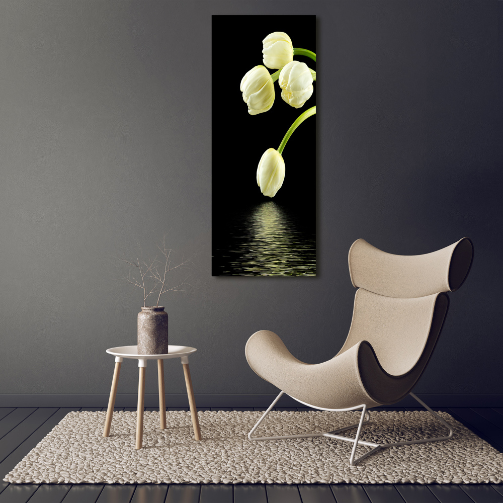 Large canvas wall art White tulips