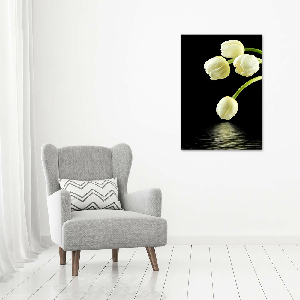 Large canvas wall art White tulips