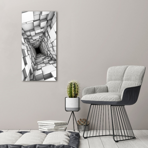 Large canvas wall art Tunnel from cubes