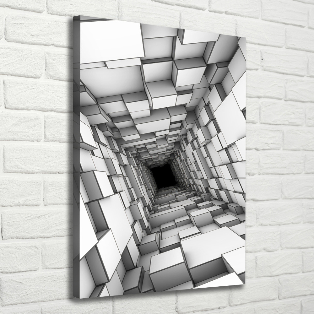 Large canvas wall art Tunnel from cubes