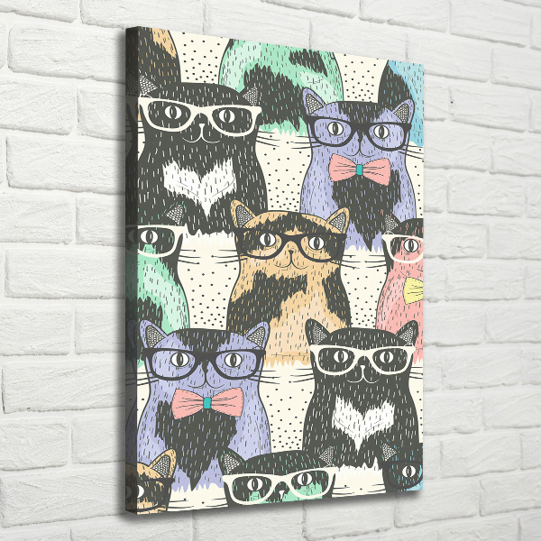 Canvas wall art Cats with glasses