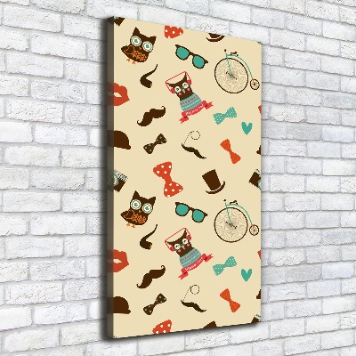 Large canvas wall art Owl bike glasses