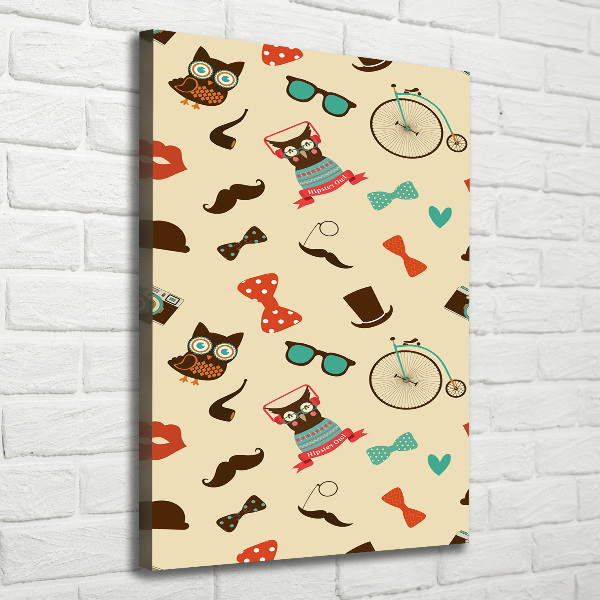 Large canvas wall art Owl bike glasses