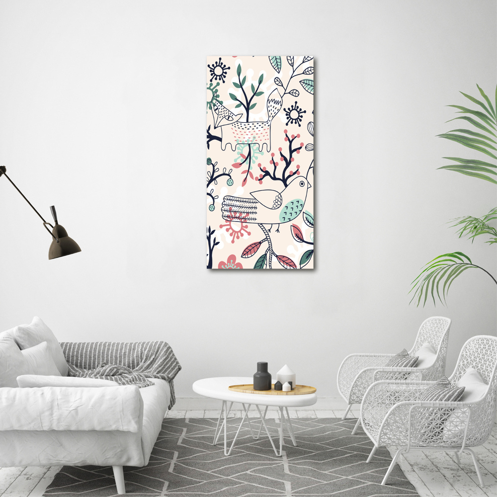 Canvas wall art Animals and flowers