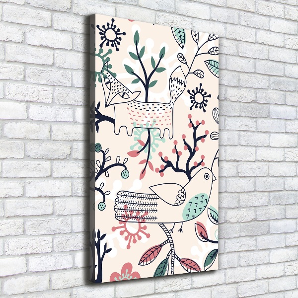 Canvas wall art Animals and flowers