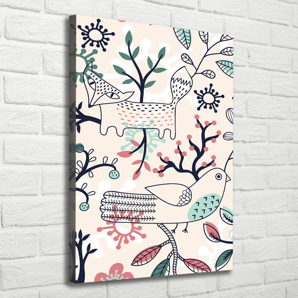 Canvas wall art Animals and flowers