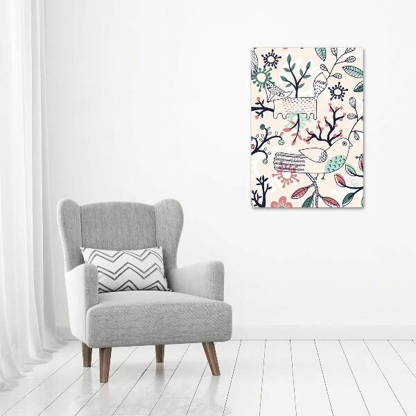 Canvas wall art Animals and flowers