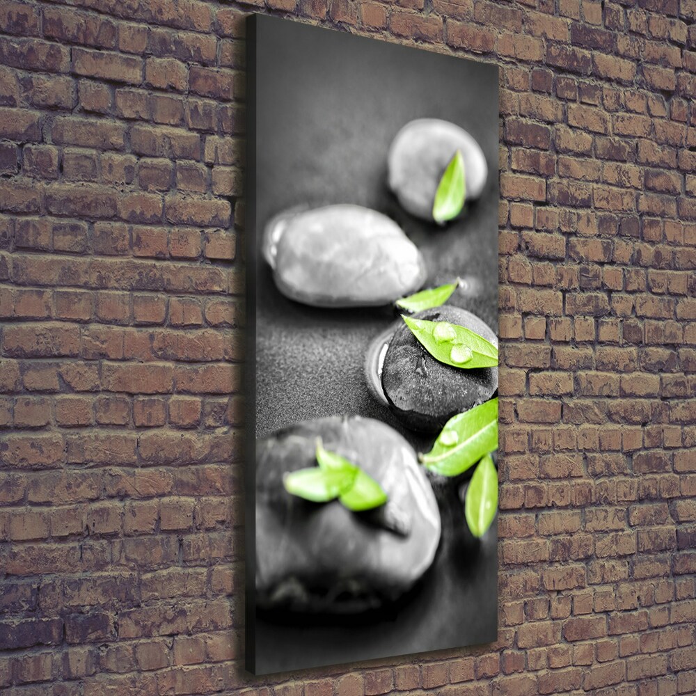 Canvas print Zen stones leaves