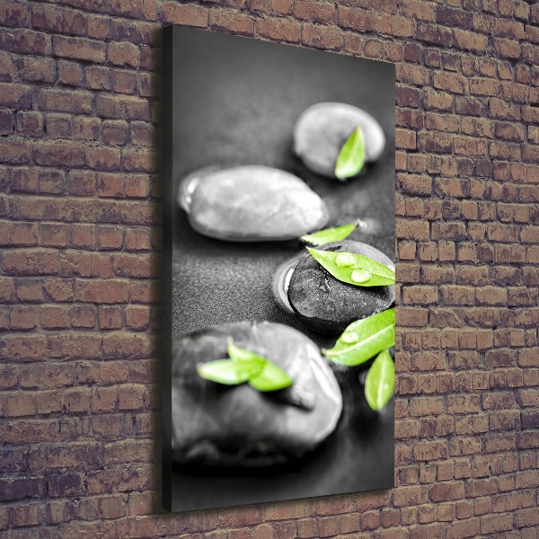 Canvas print Zen stones leaves