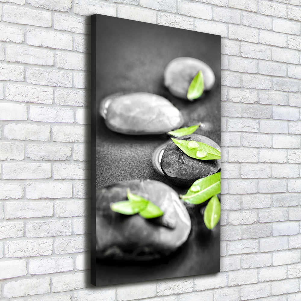 Canvas print Zen stones leaves