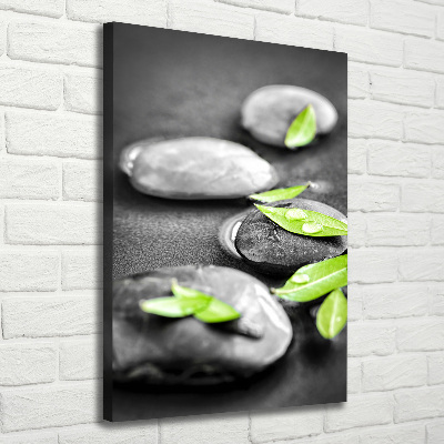 Canvas print Zen stones leaves