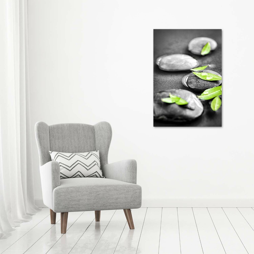 Canvas print Zen stones leaves