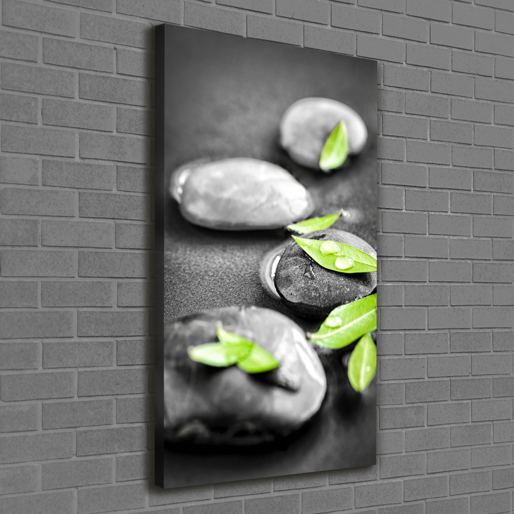 Canvas print Zen stones leaves