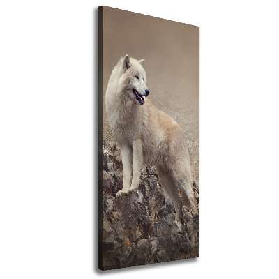 Large canvas wall art Wolf on the rock