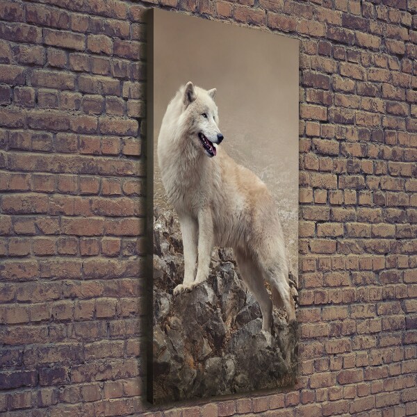 Large canvas wall art Wolf on the rock