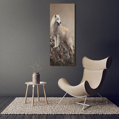 Large canvas wall art Wolf on the rock