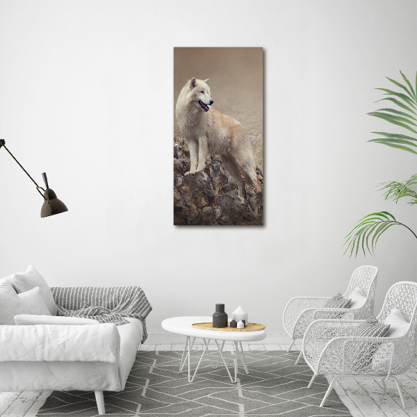 Large canvas wall art Wolf on the rock