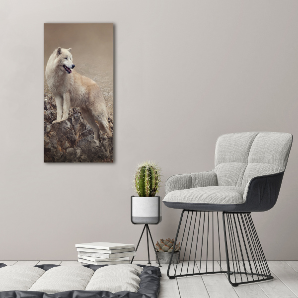 Large canvas wall art Wolf on the rock