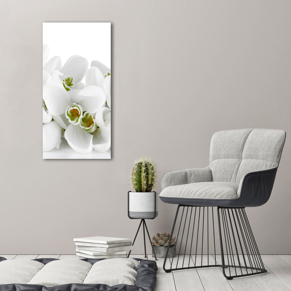 Wall art canvas large White snowdrops