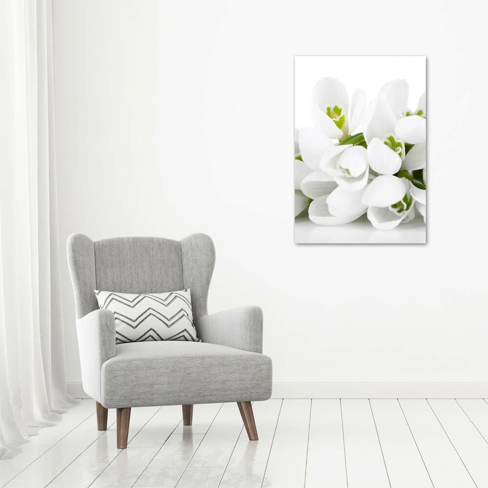 Wall art canvas large White snowdrops