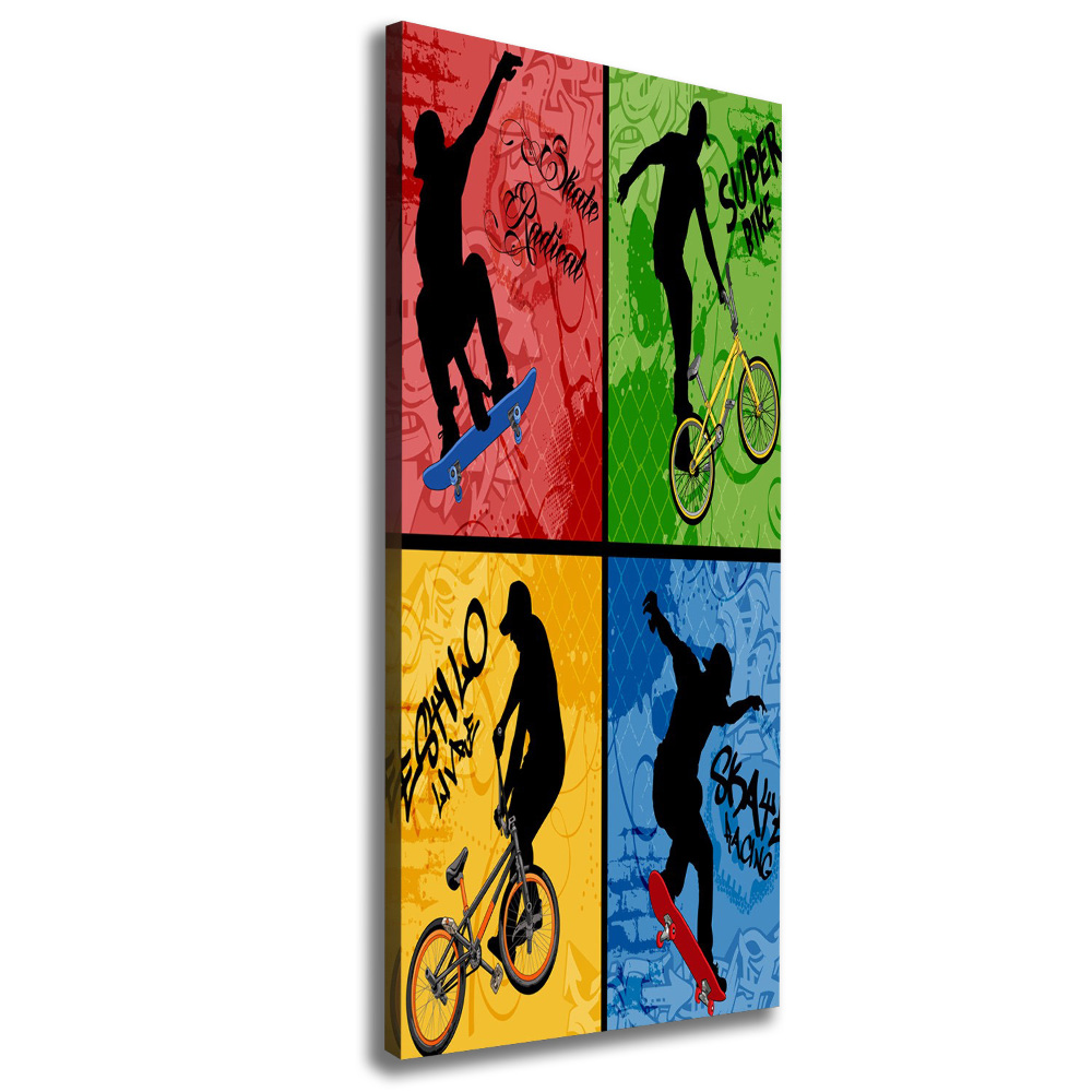 Canvas wall art Bicycle and skateboard