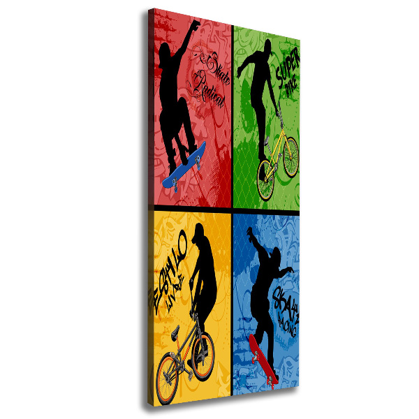 Canvas wall art Bicycle and skateboard