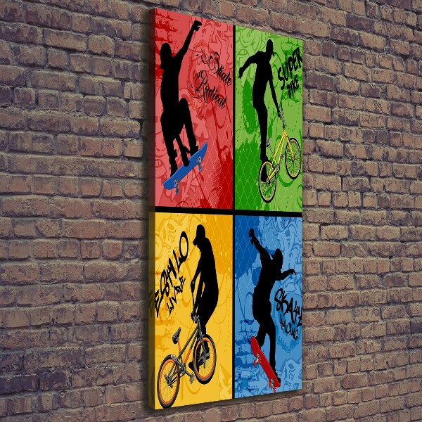 Canvas wall art Bicycle and skateboard