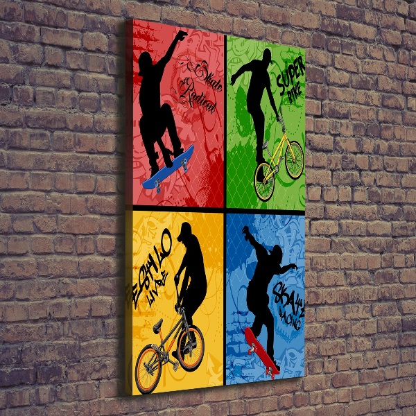 Canvas wall art Bicycle and skateboard