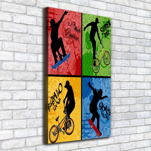 Canvas wall art Bicycle and skateboard