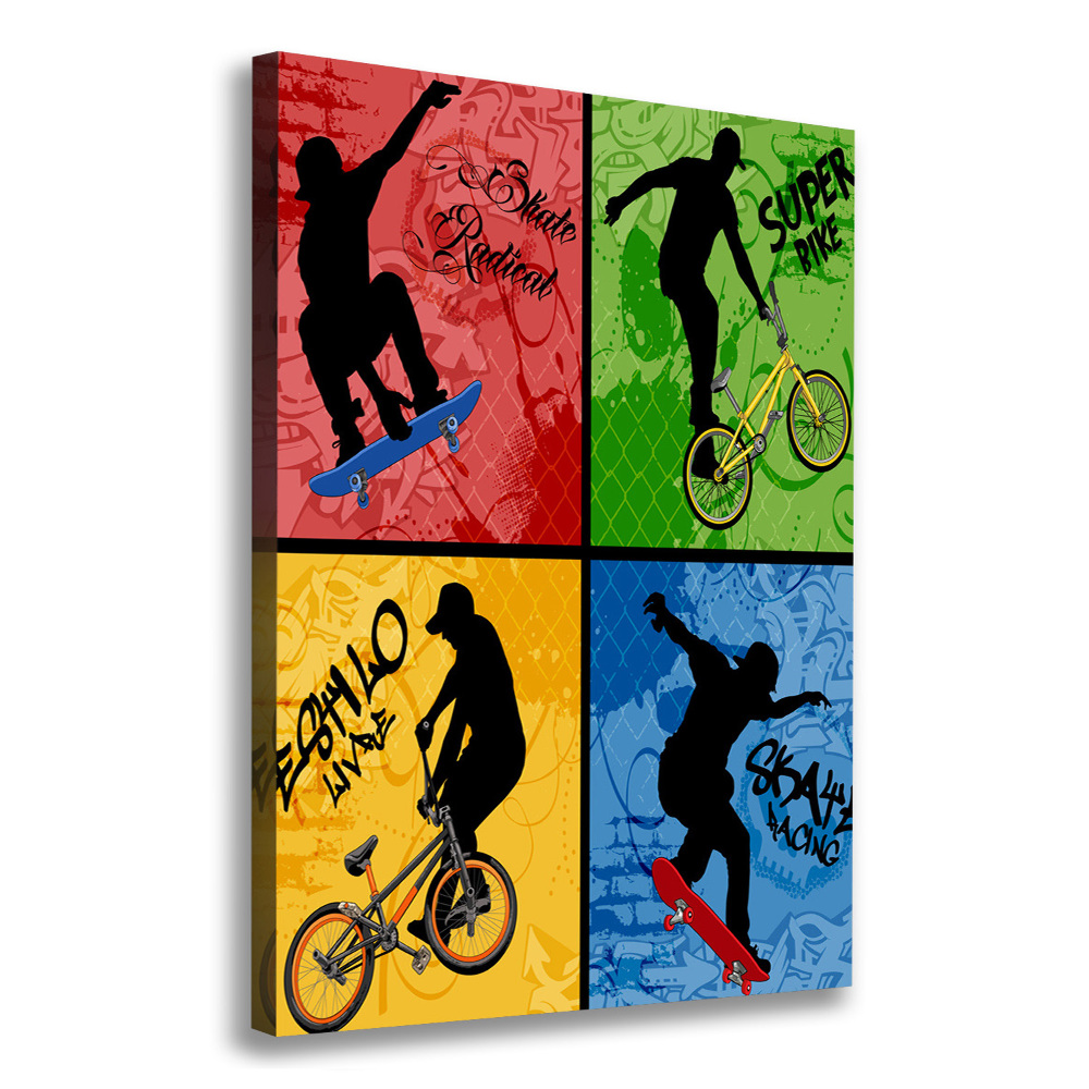 Canvas wall art Bicycle and skateboard