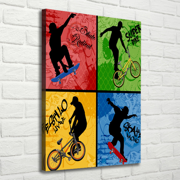 Canvas wall art Bicycle and skateboard