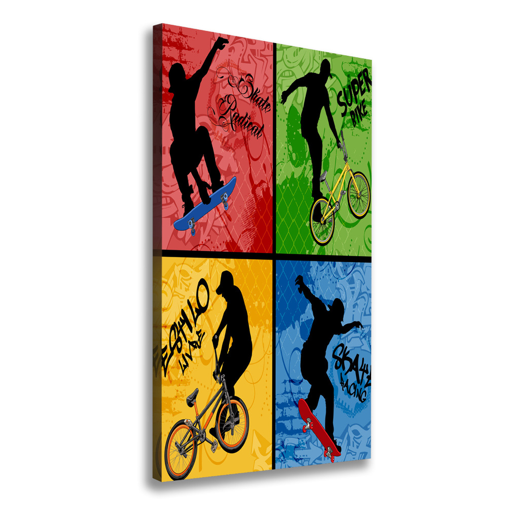 Canvas wall art Bicycle and skateboard