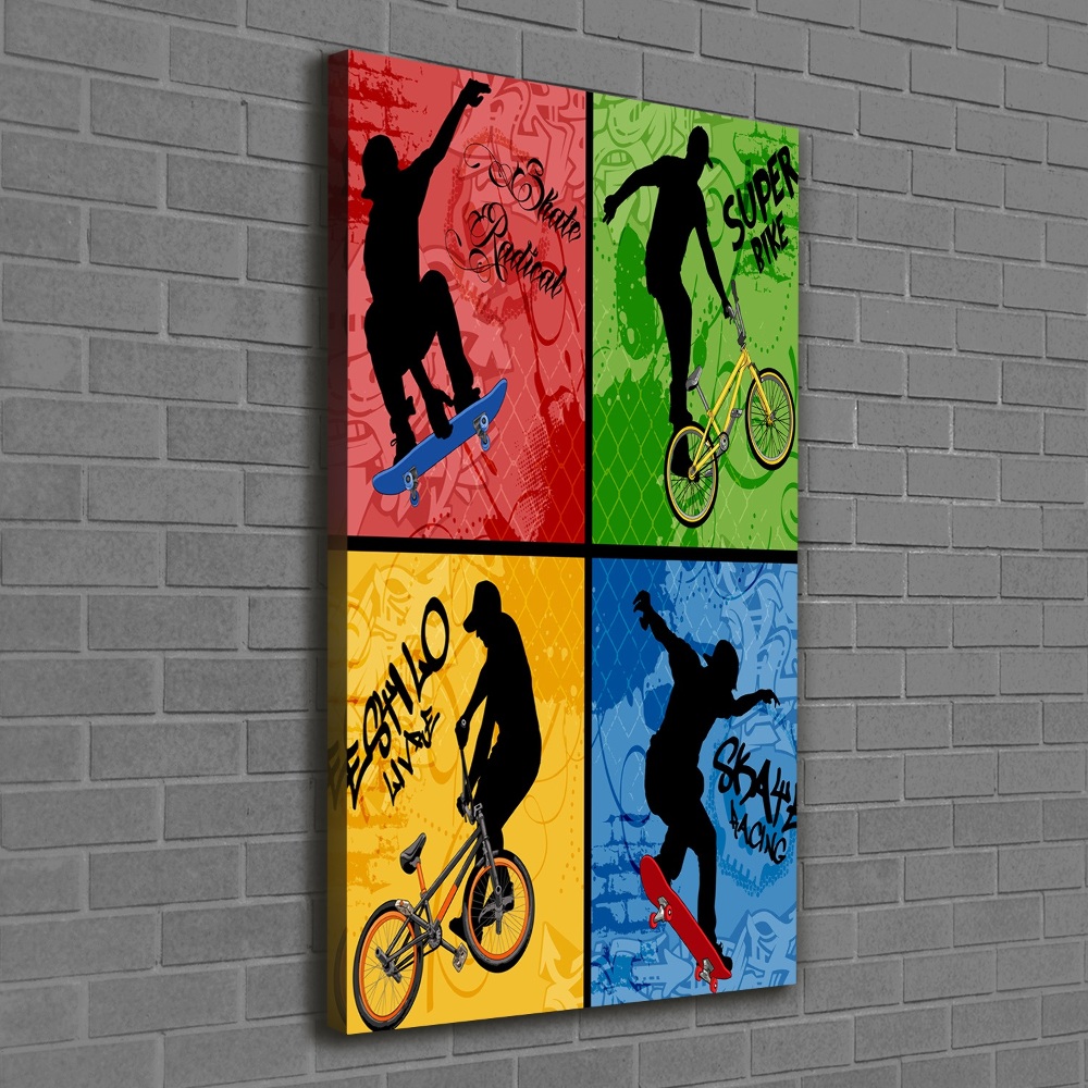 Canvas wall art Bicycle and skateboard