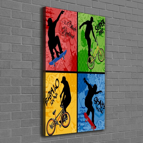 Canvas wall art Bicycle and skateboard