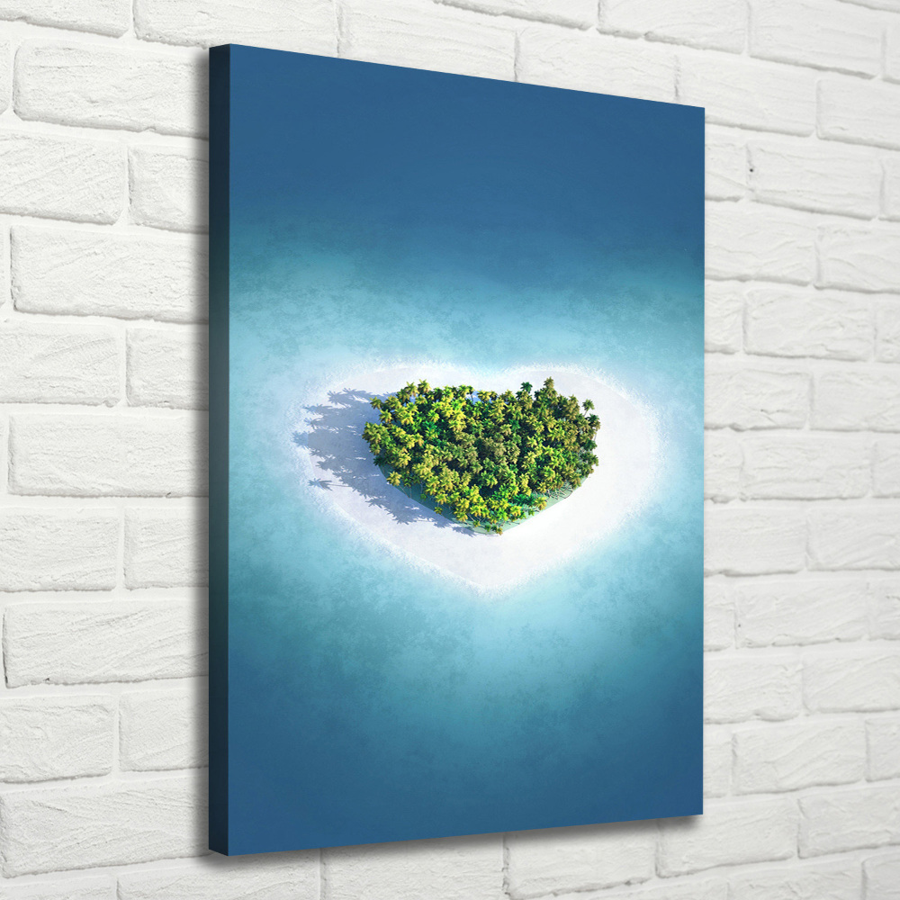 Canvas wall art Beach shape of the heart