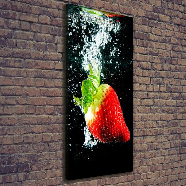 Wall art canvas large Strawberry underwater