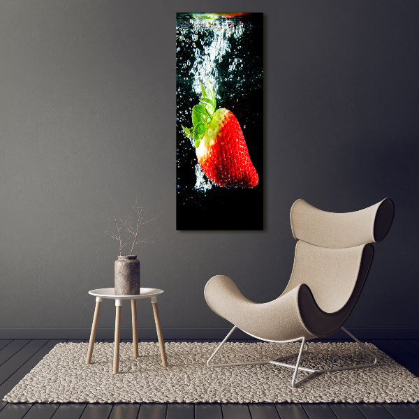 Wall art canvas large Strawberry underwater