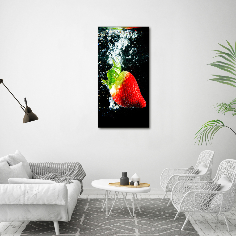 Wall art canvas large Strawberry underwater