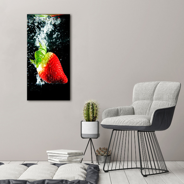 Wall art canvas large Strawberry underwater