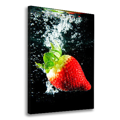 Wall art canvas large Strawberry underwater