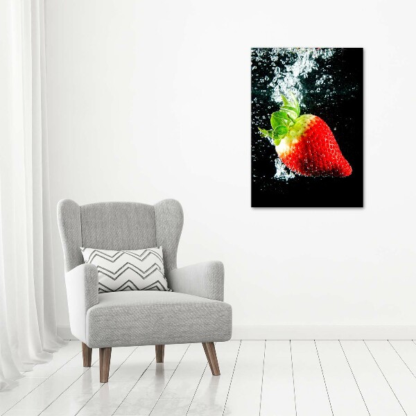 Wall art canvas large Strawberry underwater