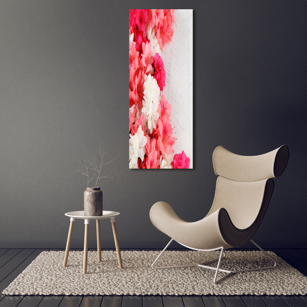 Picture canvas print Flowers on wood