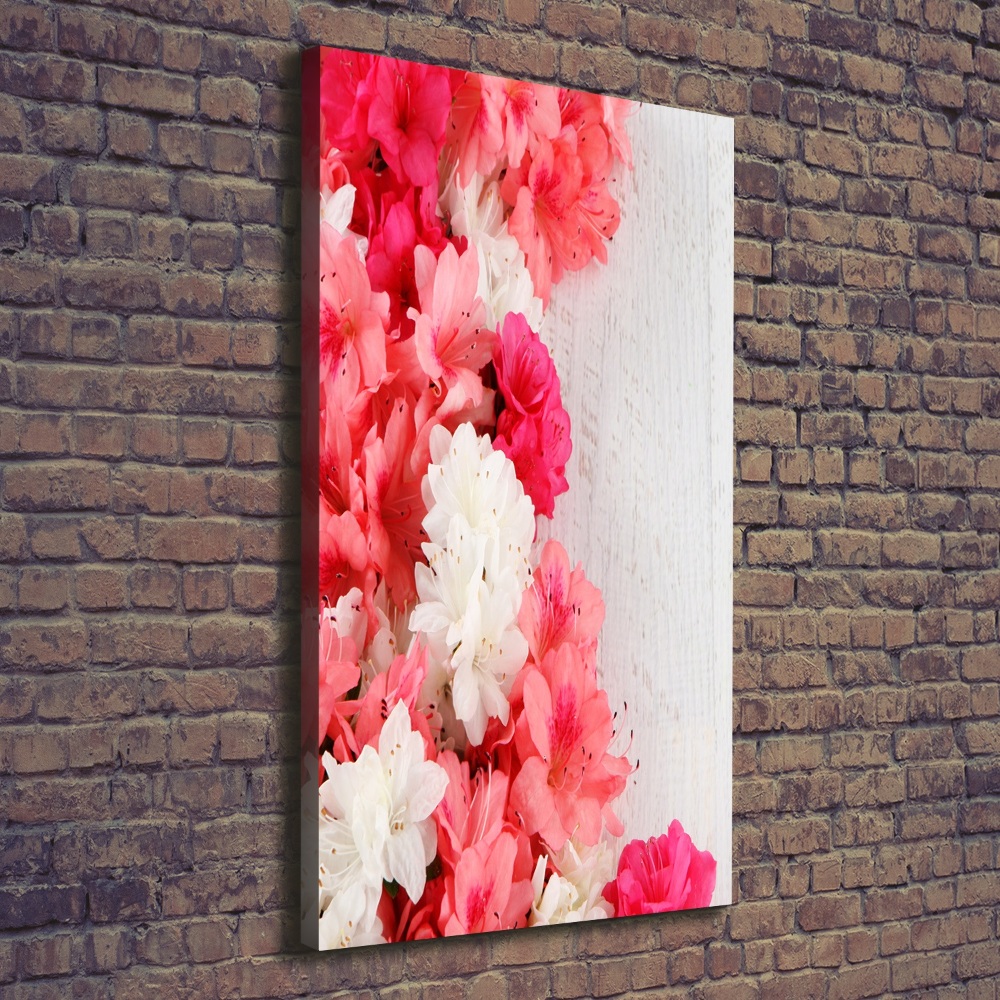 Picture canvas print Flowers on wood