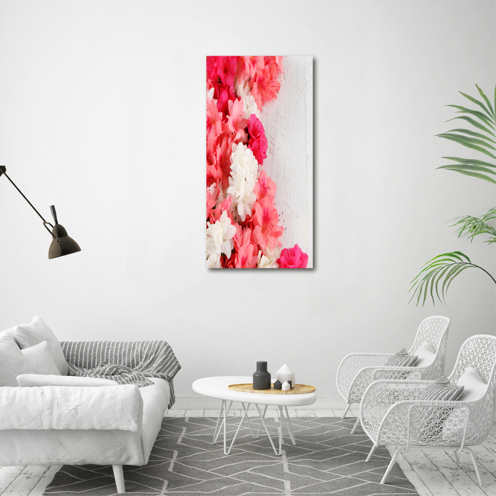 Picture canvas print Flowers on wood