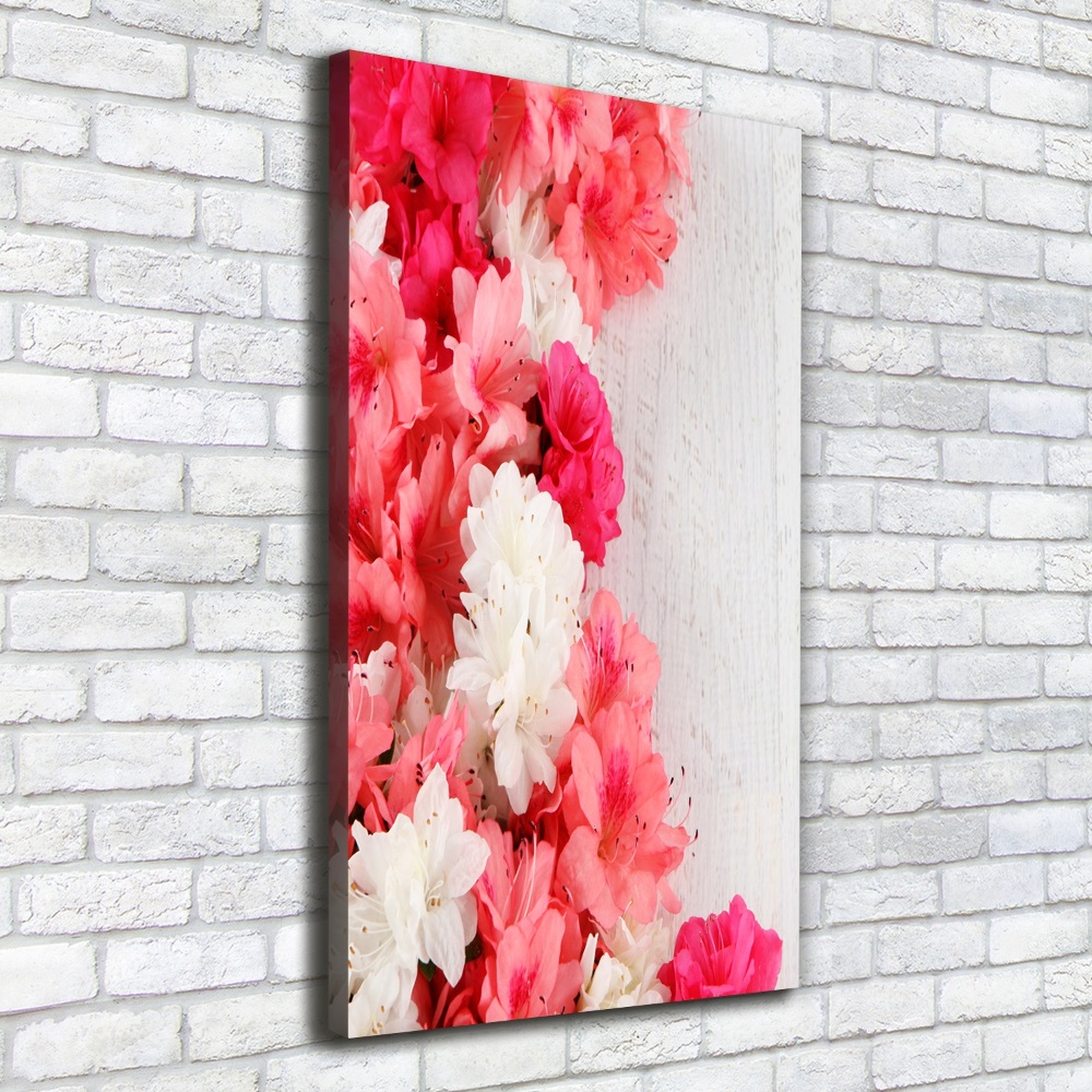 Picture canvas print Flowers on wood