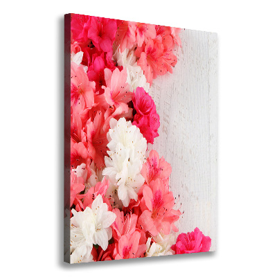 Picture canvas print Flowers on wood