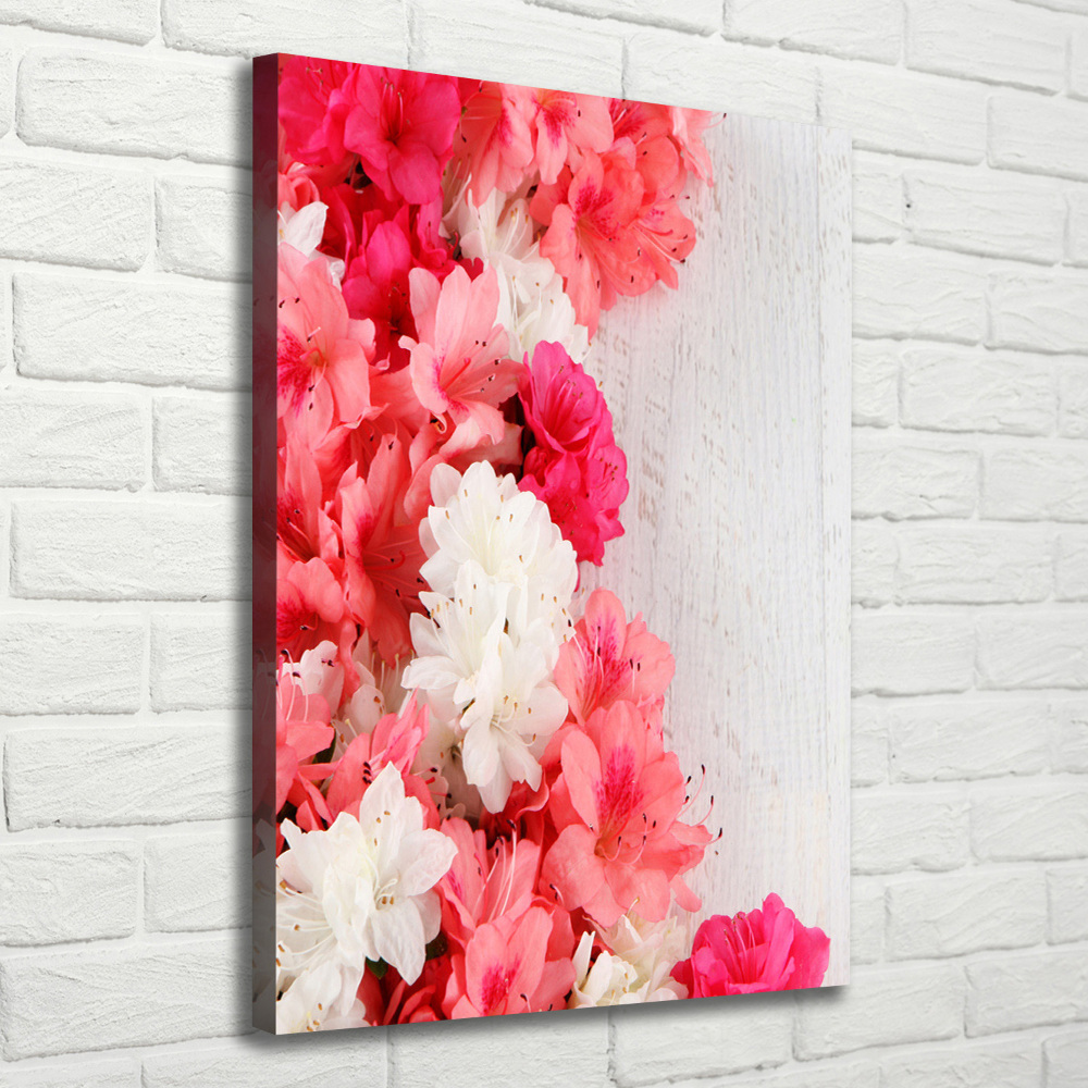 Picture canvas print Flowers on wood