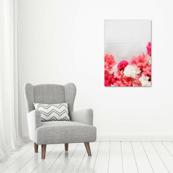 Picture canvas print Flowers on wood