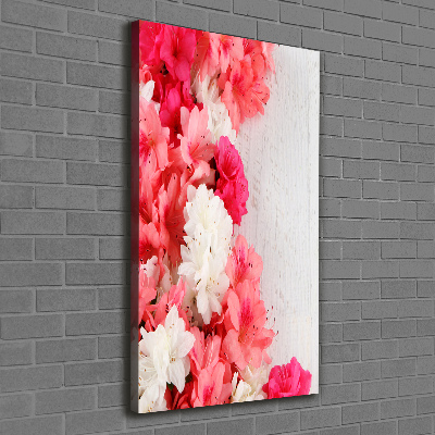 Picture canvas print Flowers on wood