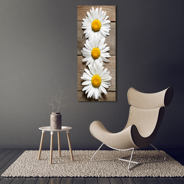 Picture canvas print Chamomile on wood